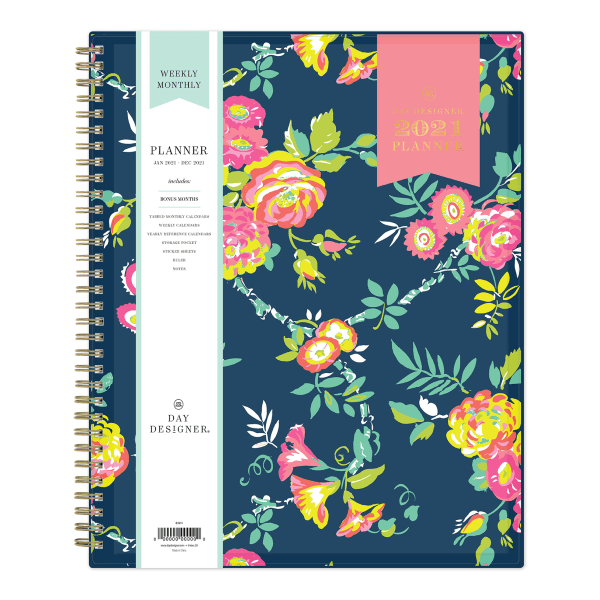 slide 1 of 10, Blue Sky Day Designer Weekly/Monthly Planner, 8-1/2'' X 11'', Peyton Navy, January To December 2021, 103617, 1 ct