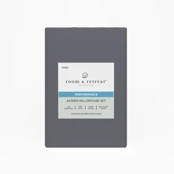 ROOM & RETREAT RR 400 Thread Counts Pillowcase, King, Set of 2, Medium Gray
