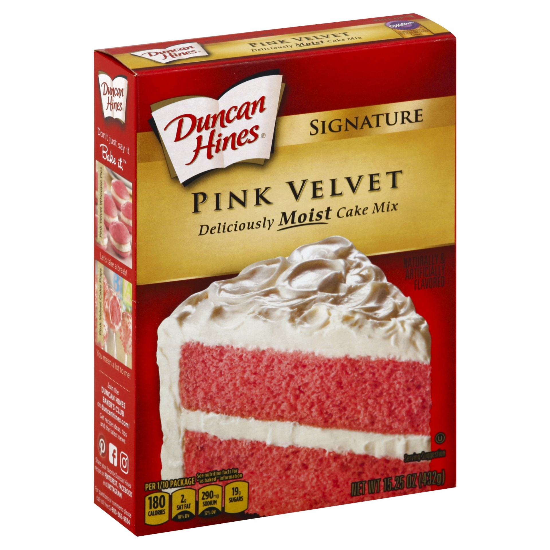 slide 1 of 1, Duncan Hines Signature Pink Velvet Cake Mix, 15.25 oz