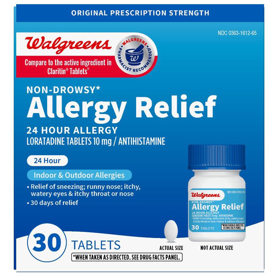 slide 1 of 5, Walgreens 24 Hour Allergy Relief Loratadine Tablets, 30 ct