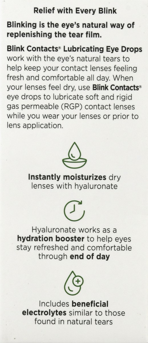 slide 6 of 9, Blink Contacts Dry Contacts Lubricating Eye Drops 0.34 oz, 10 ml