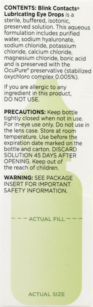 slide 9 of 9, Blink Contacts Dry Contacts Lubricating Eye Drops 0.34 oz, 10 ml