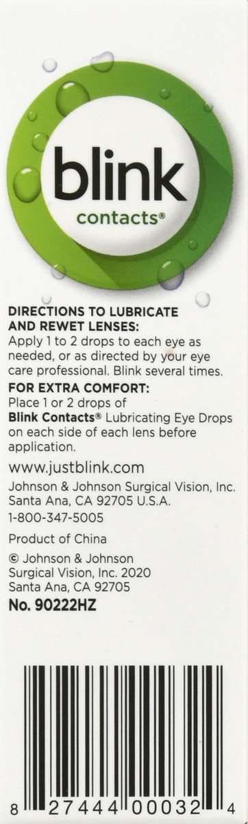 slide 5 of 9, Blink Contacts Dry Contacts Lubricating Eye Drops 0.34 oz, 10 ml
