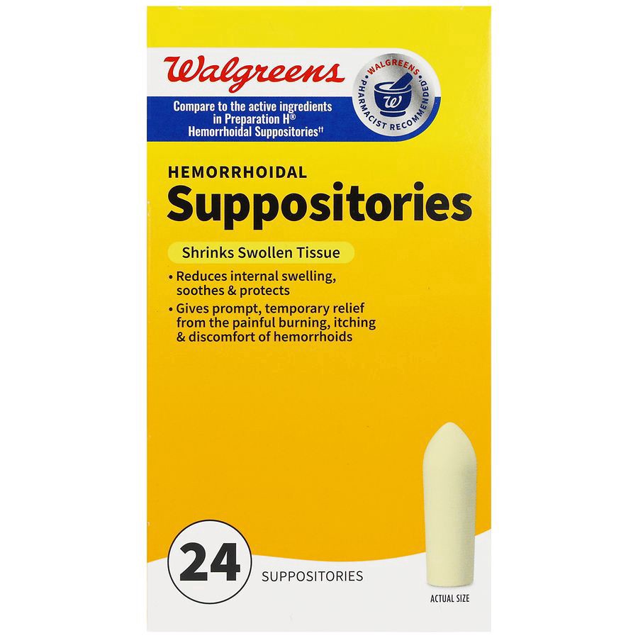 slide 1 of 5, Walgreens Hemorrhoidal Suppositories, 24 ct