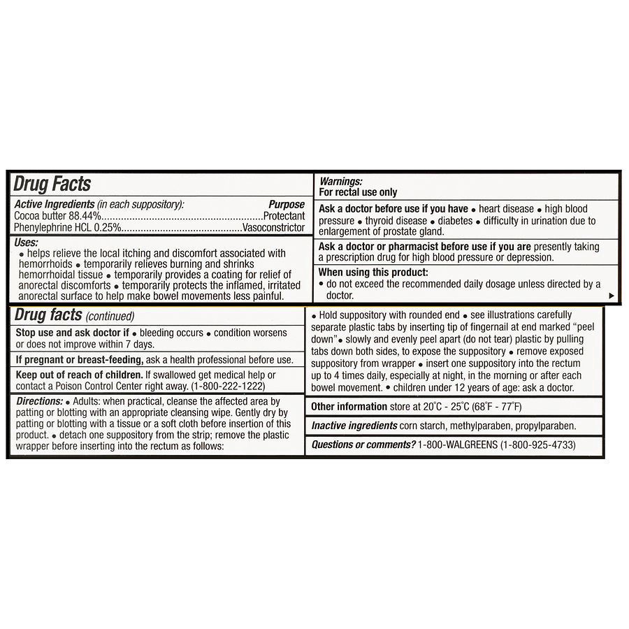slide 5 of 5, Walgreens Hemorrhoidal Suppositories, 24 ct