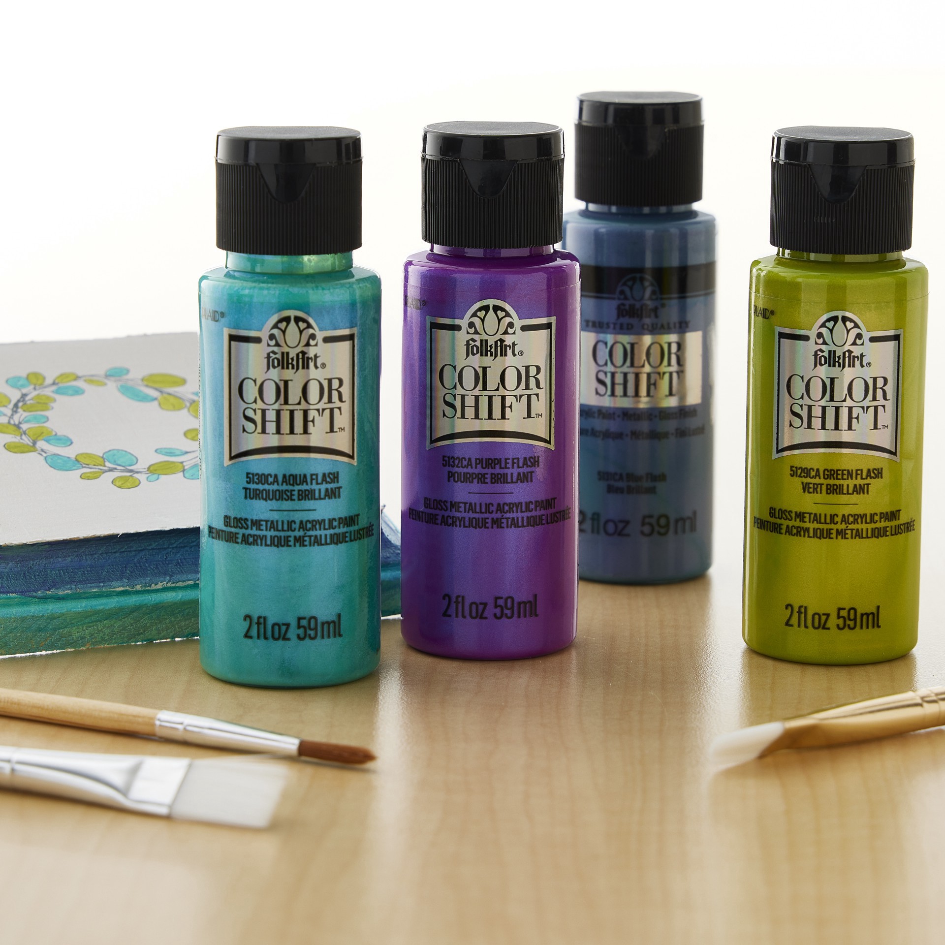 slide 5 of 6, Folkart Color Shift Acrylic Paint, 2 fl oz