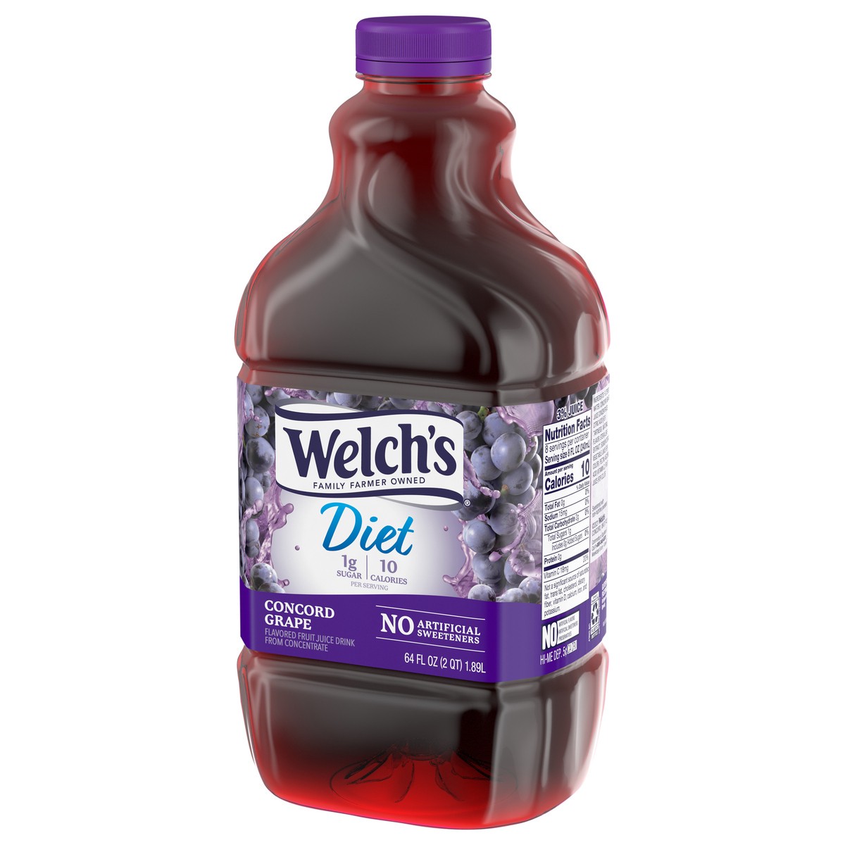 slide 3 of 5, Welch's Diet Concord Grape Juice Drink, 64 fl oz Bottle, 64 fl oz