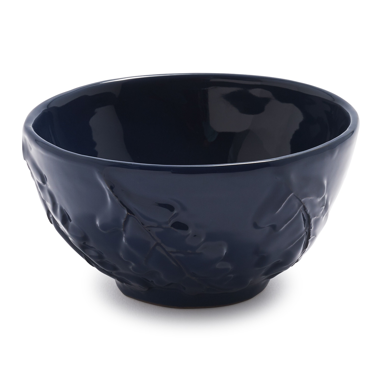 slide 1 of 1, Sur La Table Leaf Embossed Bowl, Navy, 1 ct