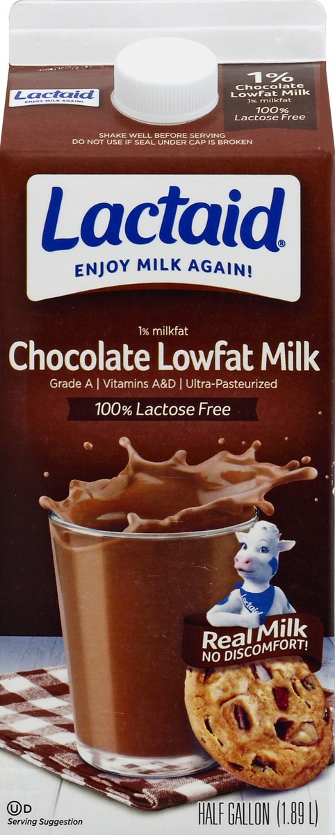 slide 4 of 4, Lactaid 100% Lactose Free Low Fat Chocolate Milk, 1/2 gal
