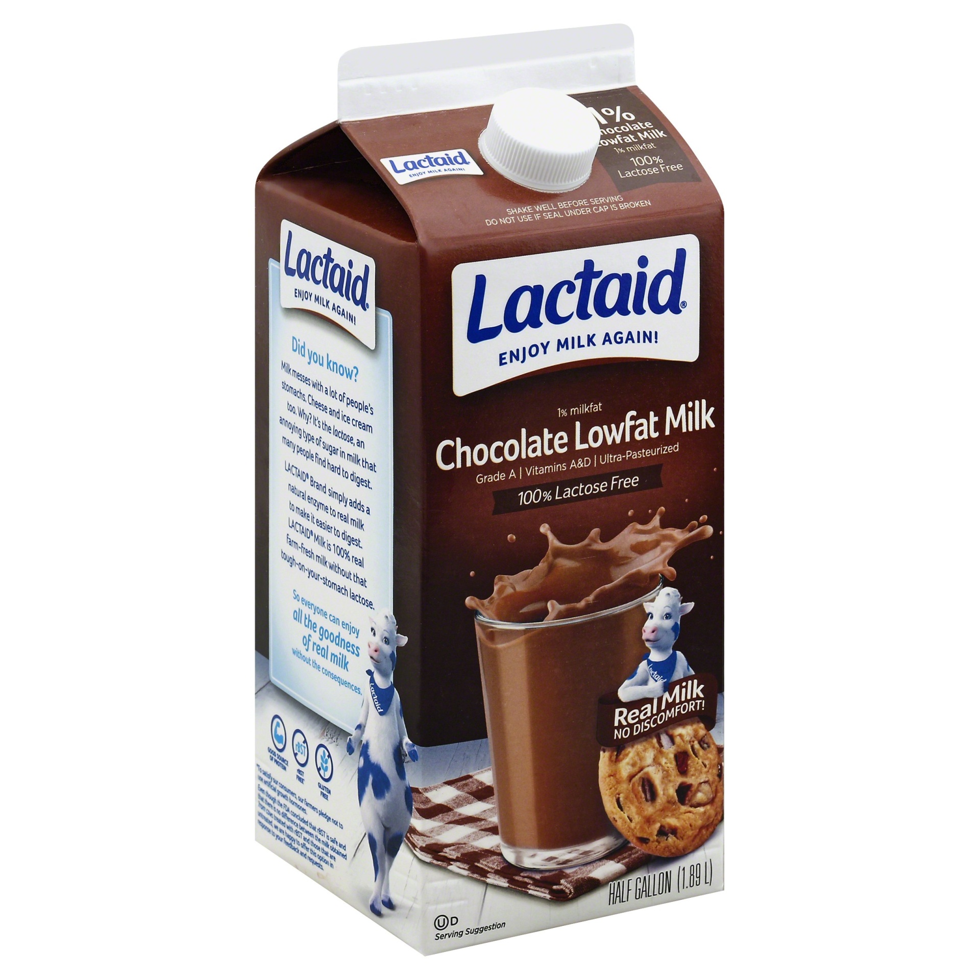 slide 1 of 4, Lactaid 100% Lactose Free Low Fat Chocolate Milk, 1/2 gal
