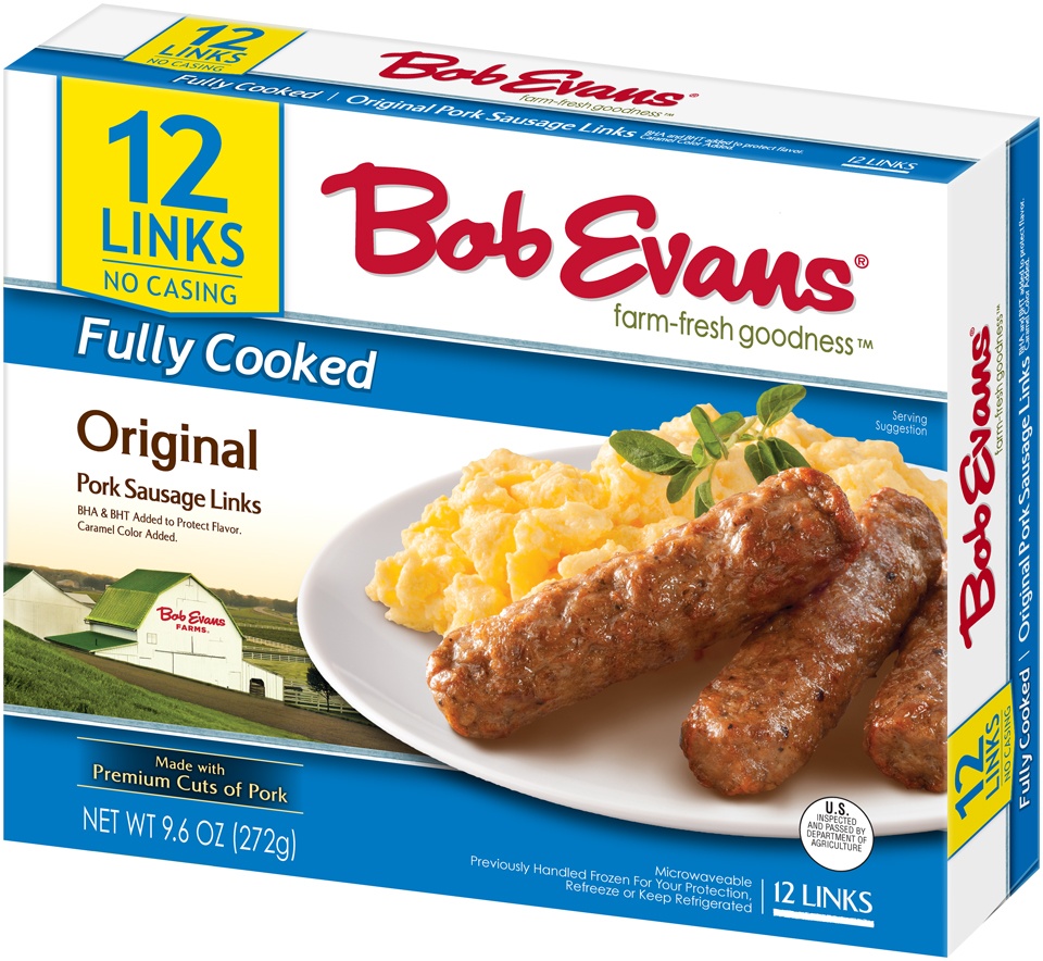 slide 3 of 8, Bob Evans Fully Cooked Original Pork Sausage Links, 12 ct; 9.6 oz