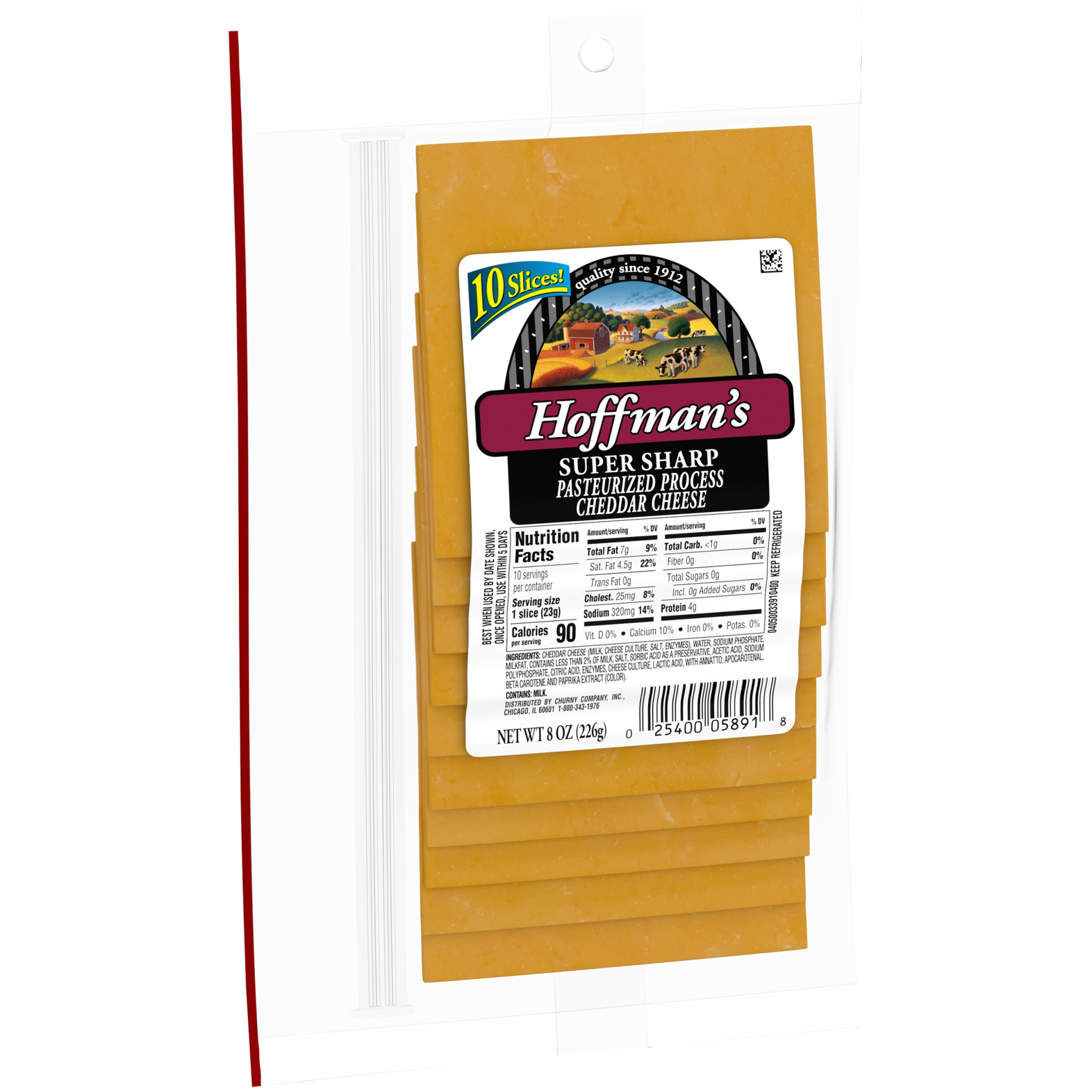 Hoffman's Super Sharp Pasteurized Yellow Cheddar Cheese Slices Pack 8