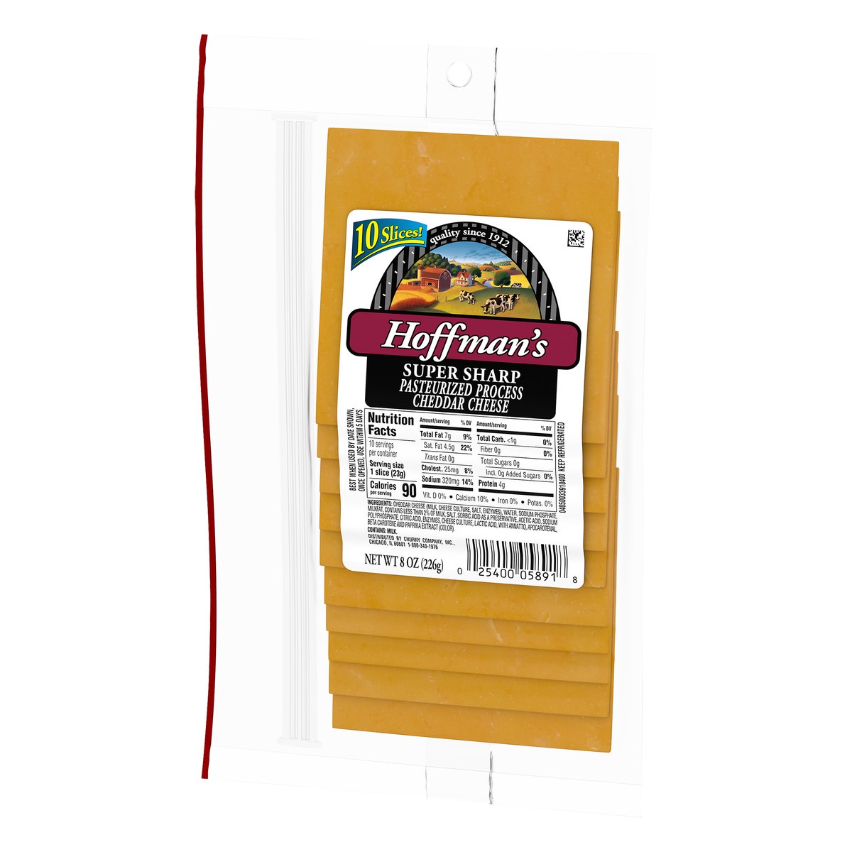 slide 3 of 10, Hoffman's Super Sharp Pasteurized Yellow Cheddar Cheese Slices, 10 ct Pack, 10 ct