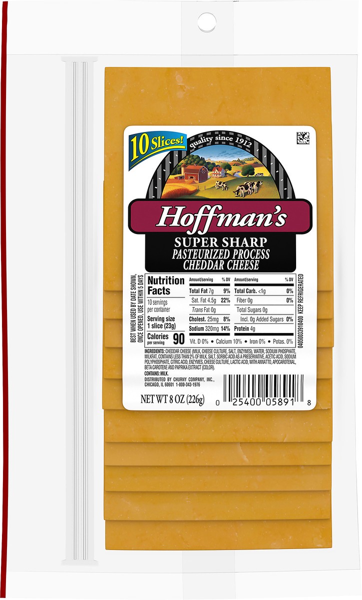 slide 4 of 10, Hoffman's Super Sharp Pasteurized Yellow Cheddar Cheese Slices, 10 ct Pack, 10 ct