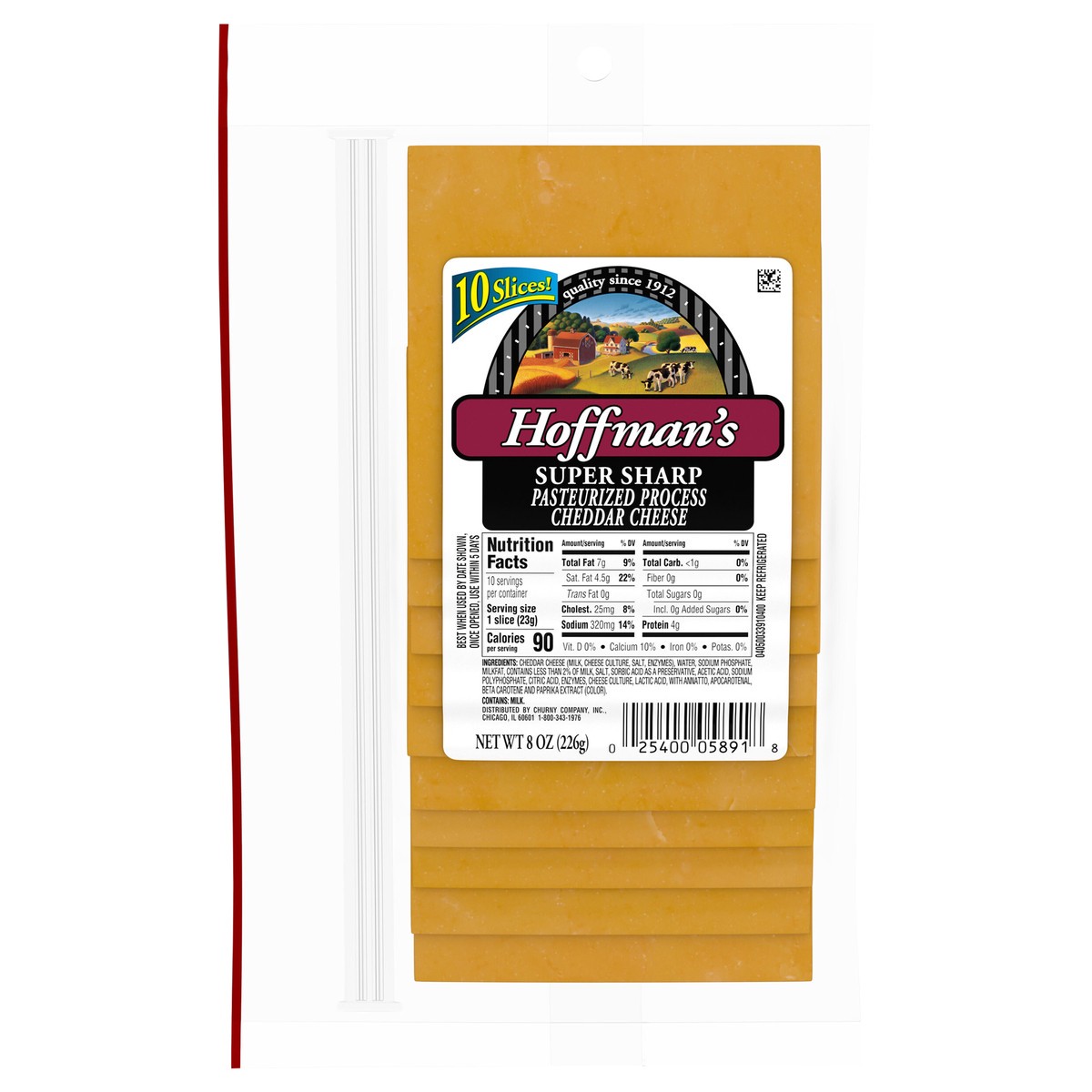 slide 1 of 10, Hoffman's Super Sharp Pasteurized Yellow Cheddar Cheese Slices, 10 ct Pack, 8 oz