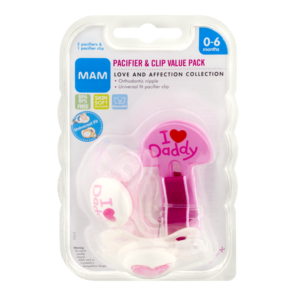 slide 1 of 1, MAM Love and Affection Pacifiers with Clip, 3 ct