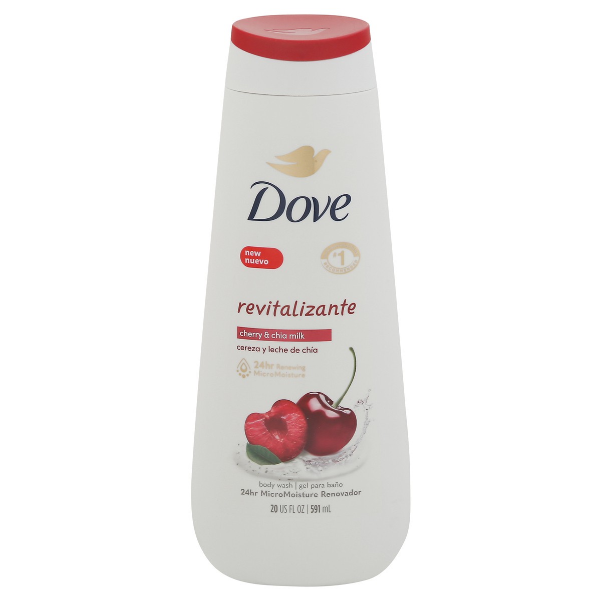 slide 1 of 9, Dove Revitalizante Cherry & Chia Milk Body Wash 20 fl oz,