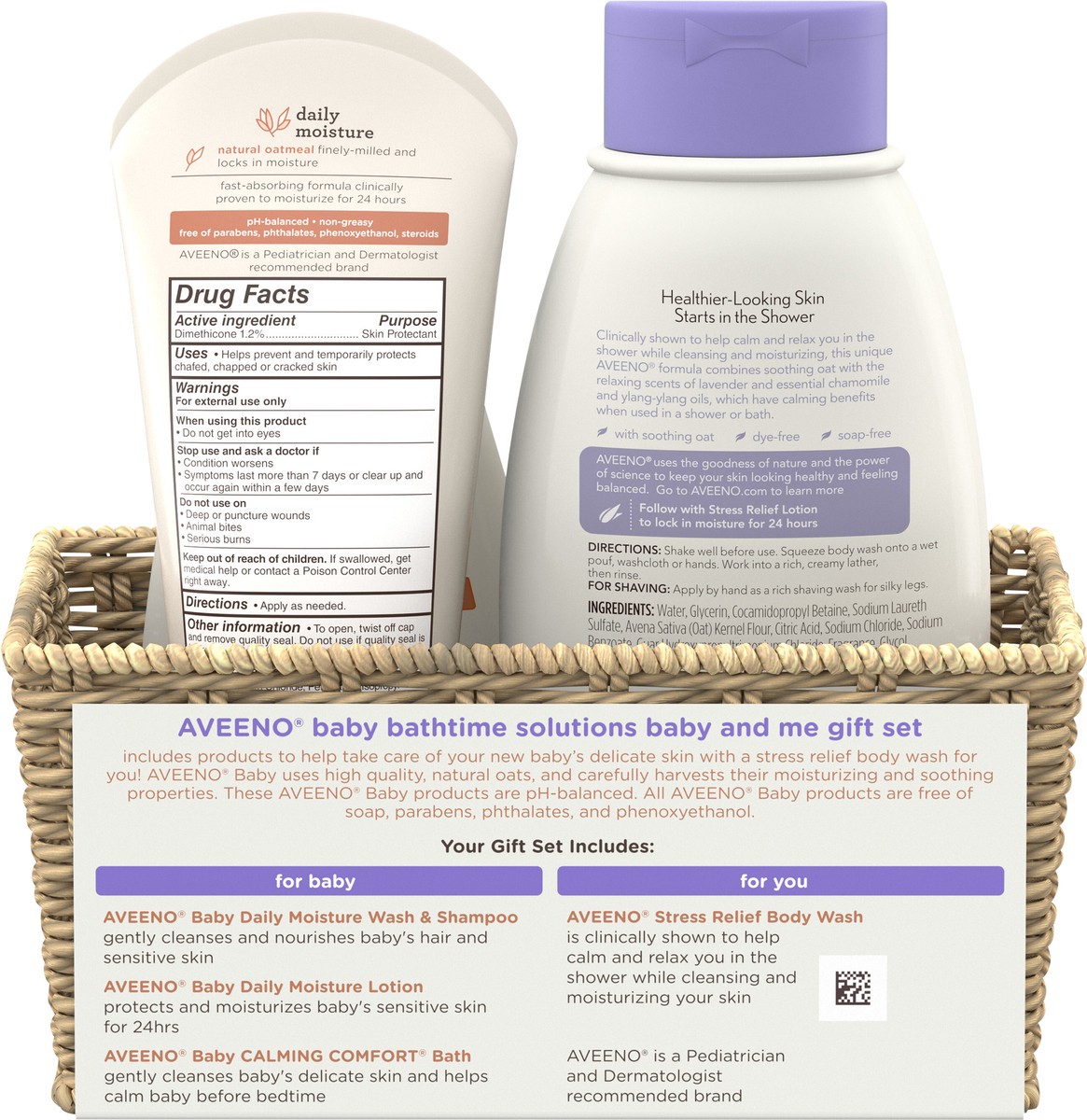 slide 3 of 7, Aveeno Daily Bathtime Solutions Baby & Me Gift Set, 4 items, 4 ct