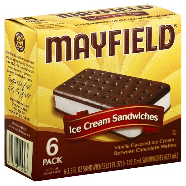 slide 1 of 1, Mayfield Vanilla Ice Cream Sandwich, 6 ct