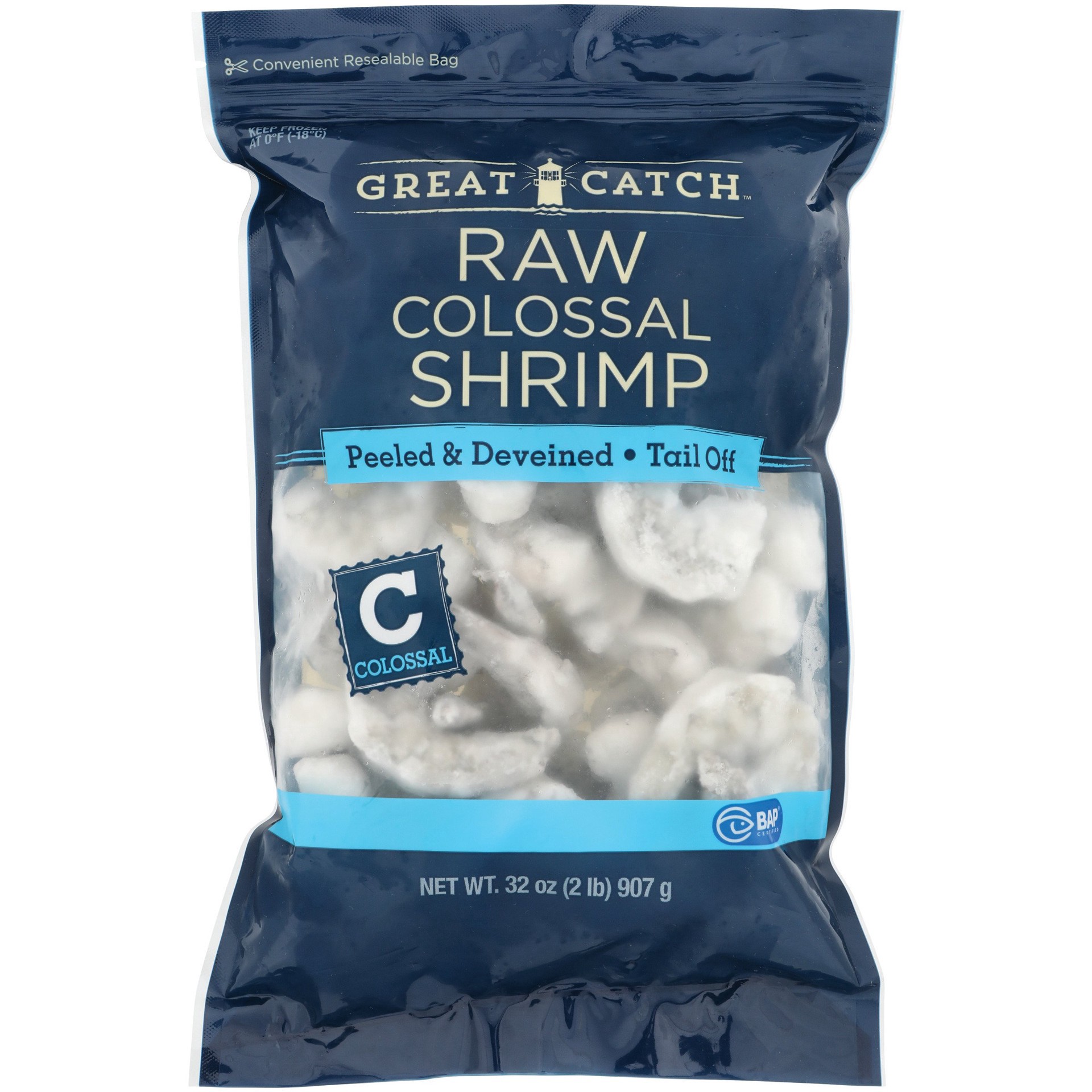 slide 1 of 1, Great Catch Frozen Peeled & Deveined Tail-Off Raw Shrimp, 16 - 20 ct/lb, 32 oz