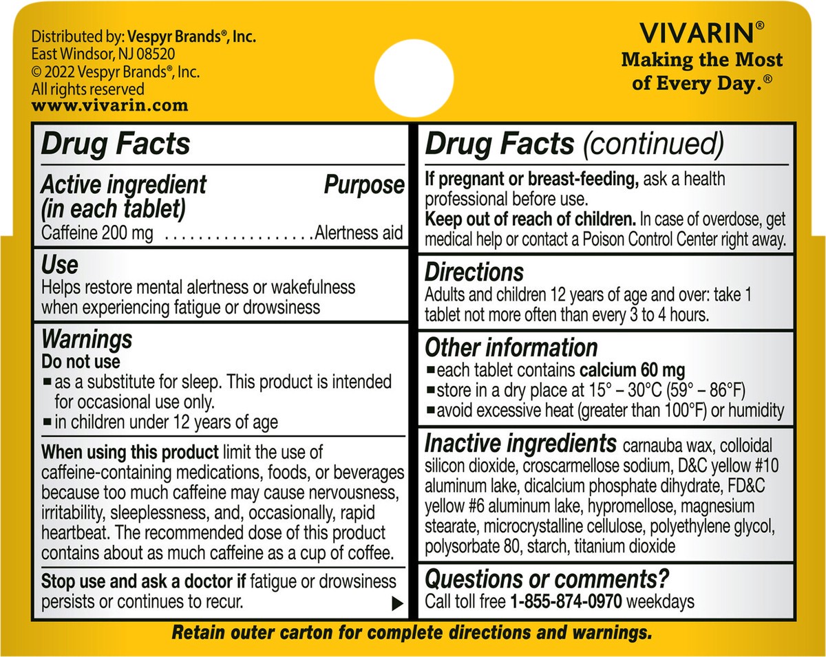 slide 3 of 7, Vivarin Caffeine Alertness Aid Tablets, 40 ct