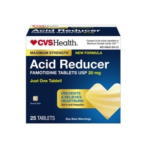 slide 1 of 1, CVS Health Maximum Strength Acid Reducer Famotidine Tablets, Usp 20Mg, 25 Ct, 25 ct
