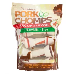 Pork Chomps Rawhide Free Bones Dog Treat - Bacon