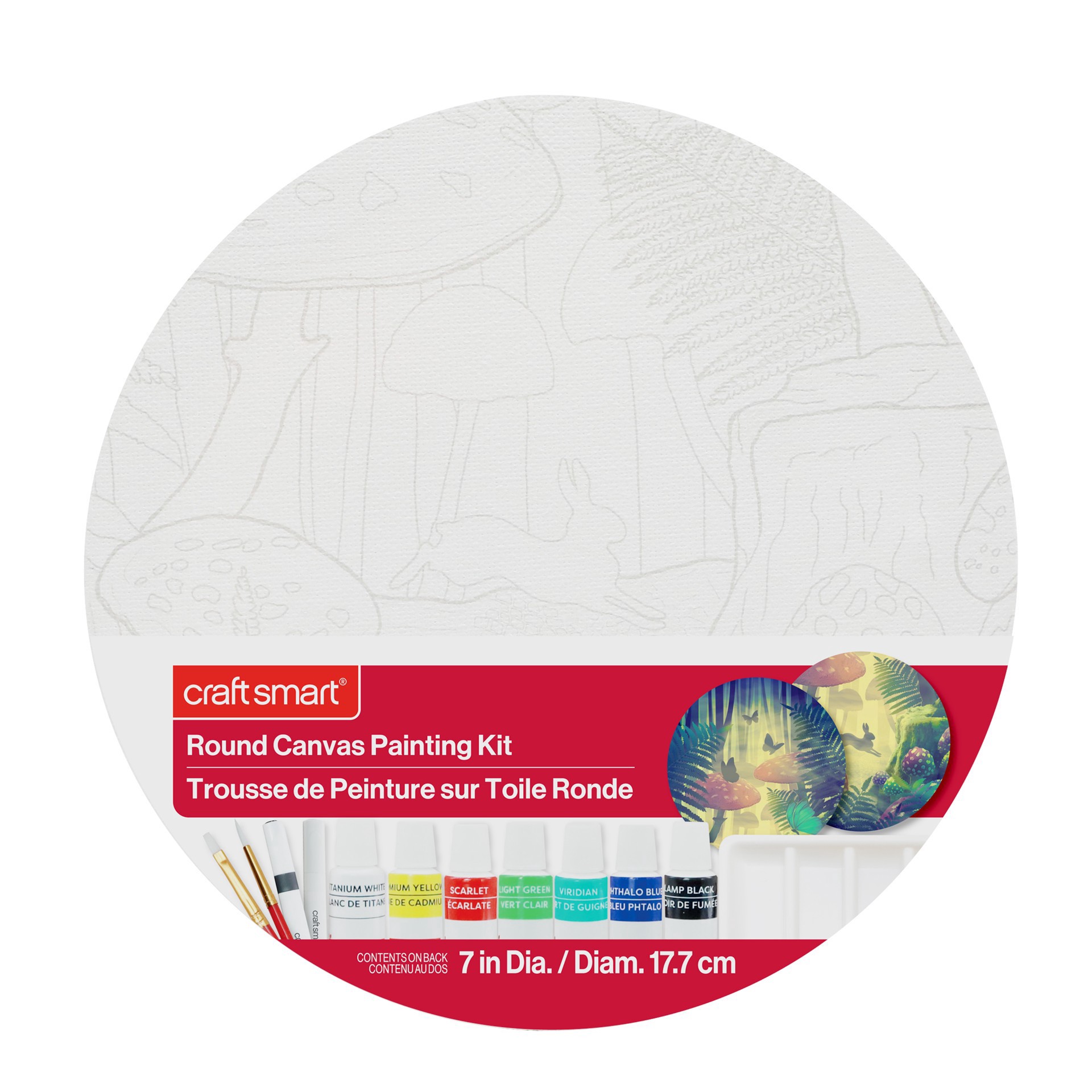 slide 3 of 6, Forest Round Canvas Painting Kit By Craft Smart, 7 in