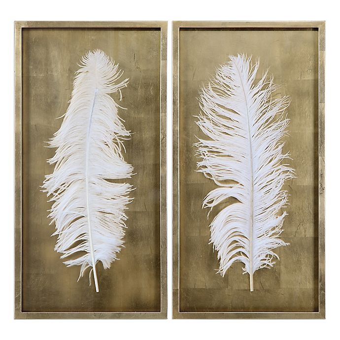 slide 1 of 2, Uttermost White Feathers Wall Panels, 2 ct