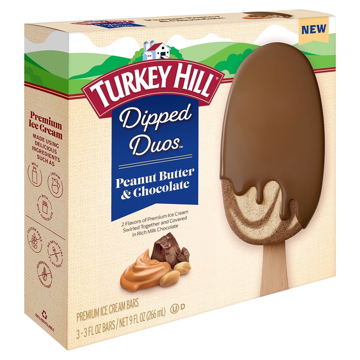 slide 2 of 4, Turkey Hill Peanut Butter & Chocolate Dipped Duos, 3 ct