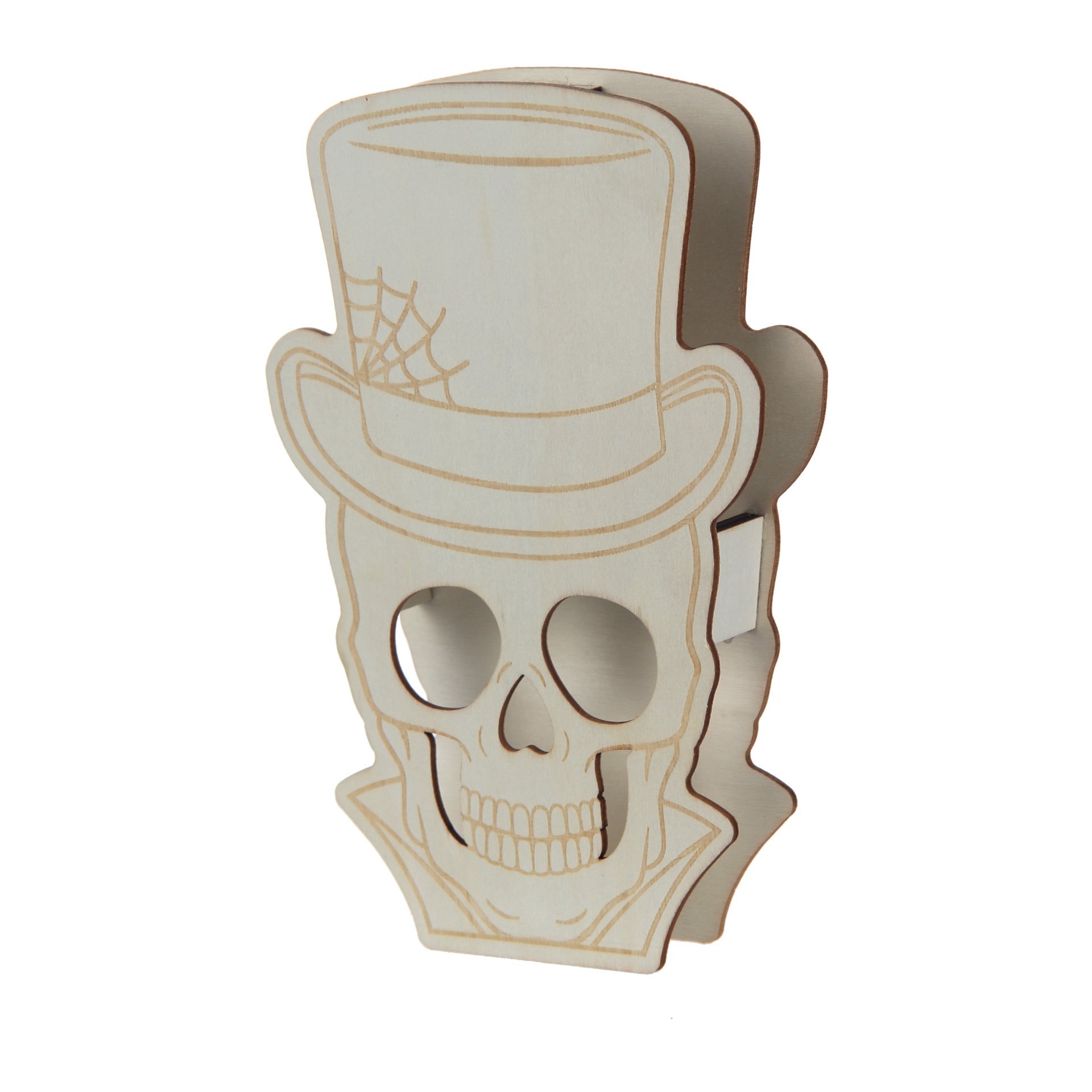 slide 2 of 3, 7" Skeleton Gentleman Diy Led Plywood Decor By Make Market, 7 in