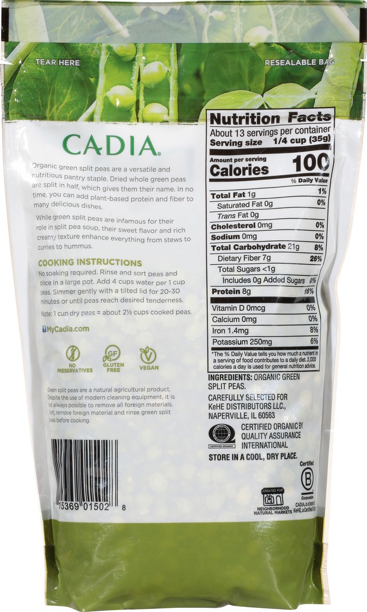 slide 10 of 14, Cadia Organic Green Split Pea, 16 oz