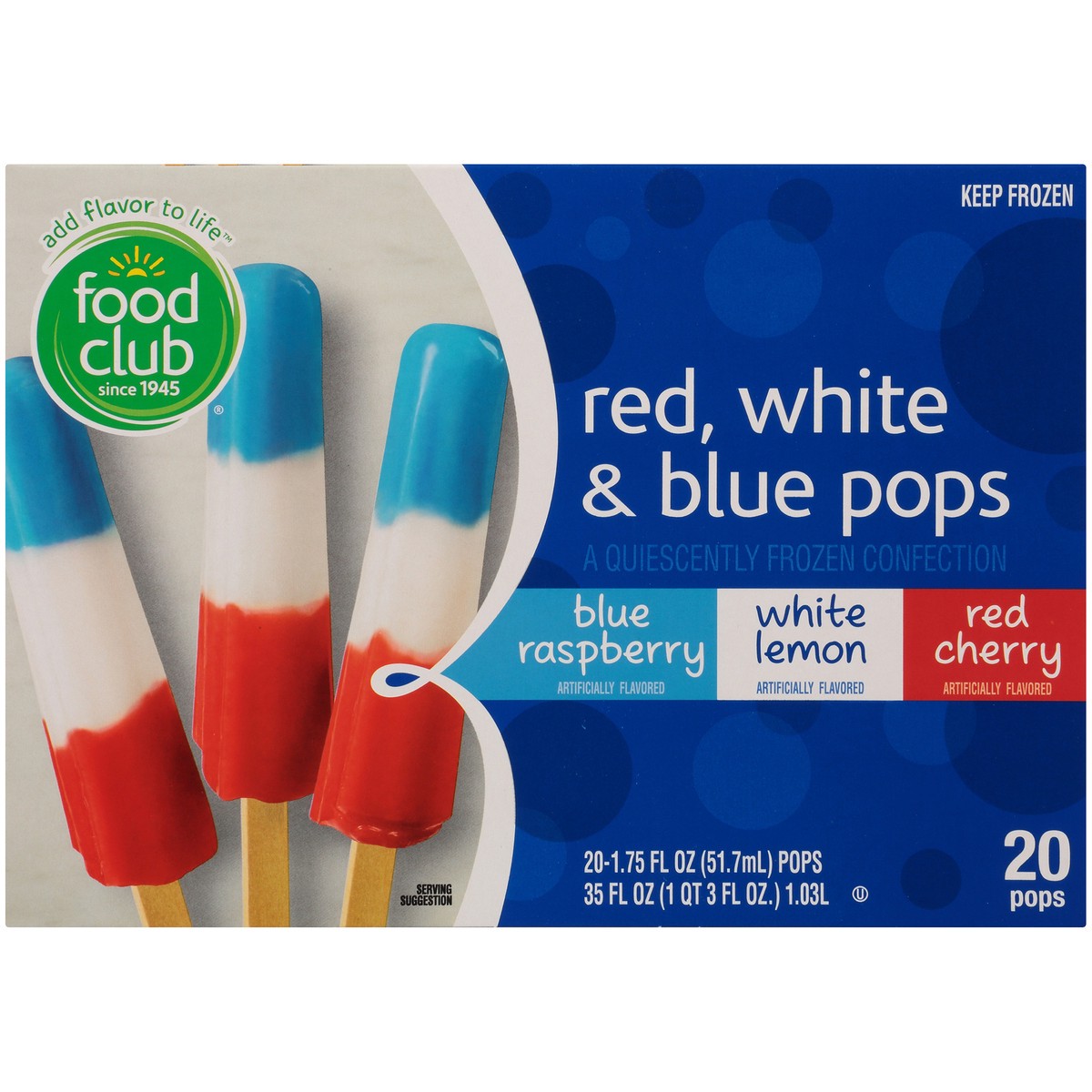 slide 13 of 14, Food Club Red, White & Blue Pops Quiescently Frozen Confection, 35 fl oz