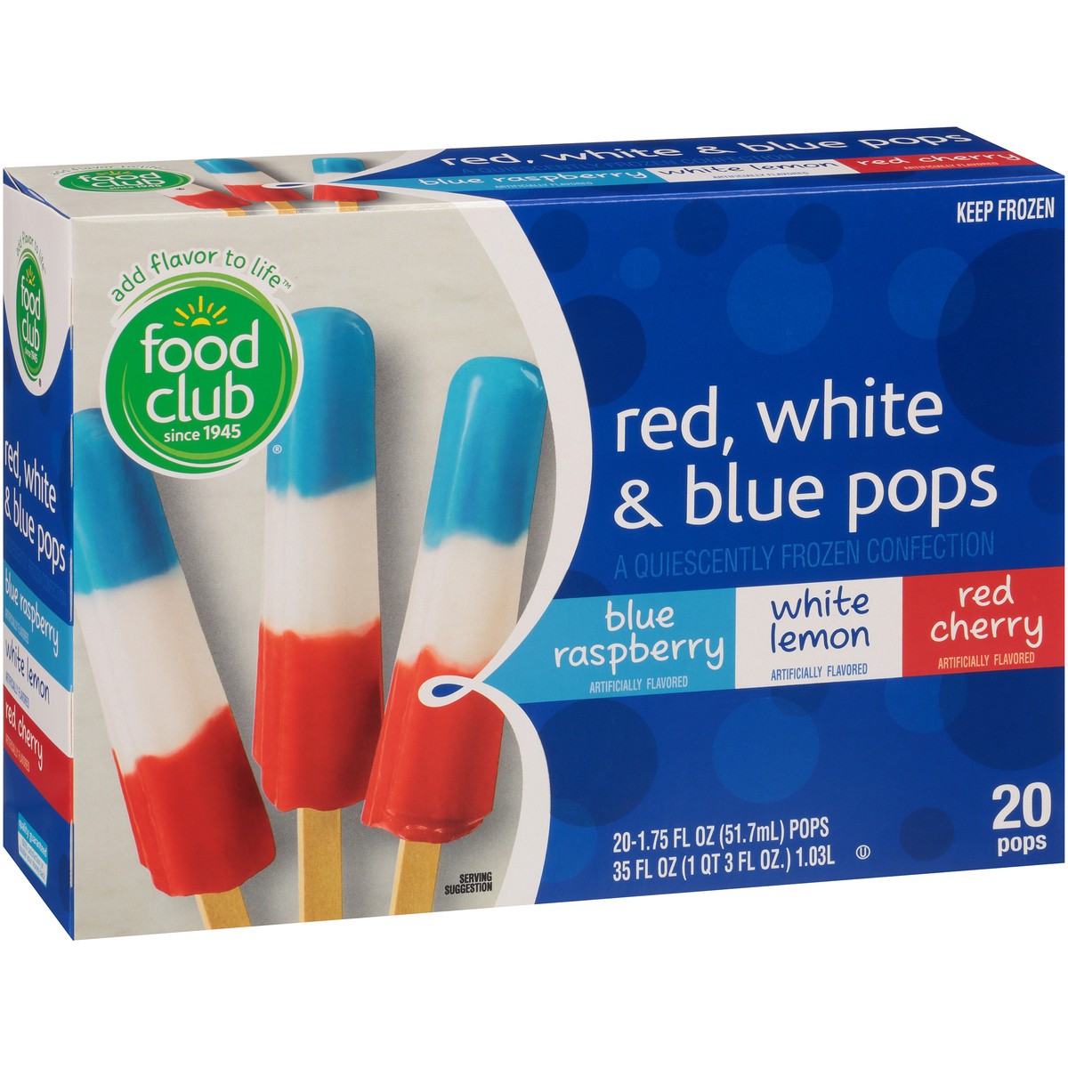 slide 11 of 14, Food Club Red, White & Blue Pops Quiescently Frozen Confection, 35 fl oz