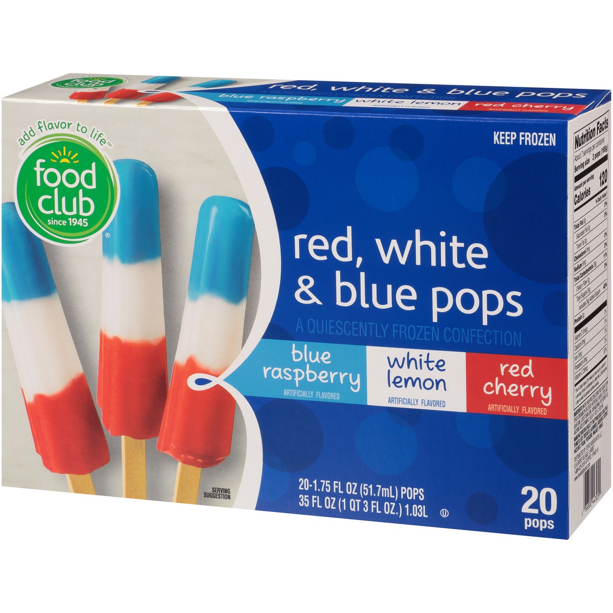 slide 8 of 14, Food Club Red, White & Blue Pops Quiescently Frozen Confection, 35 fl oz