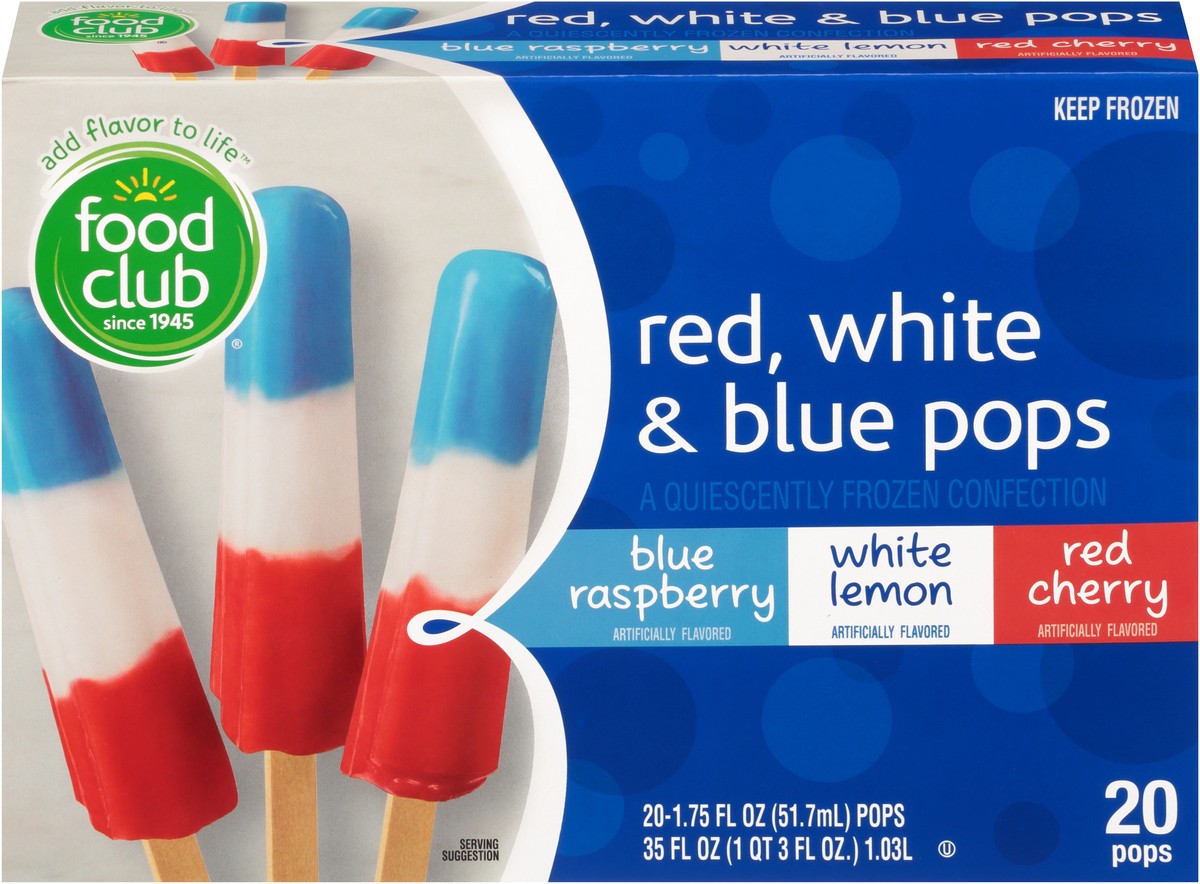 slide 12 of 14, Food Club Red, White & Blue Pops Quiescently Frozen Confection, 35 fl oz