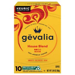 Gevalia House Blend Medium Roast K-Cup Coffee Pods, 10 ct Box