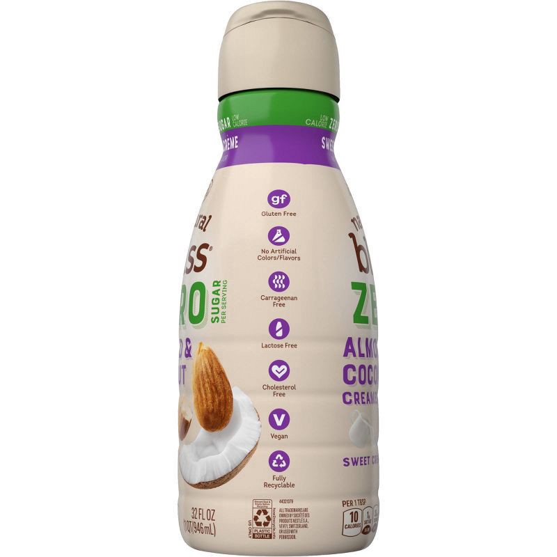 slide 2 of 3, Natural Bliss Zero Sugar Sweet Creme Flavored Almond and Coconut Milk Plant Based Liquid Coffee Creamer, 32 fl oz