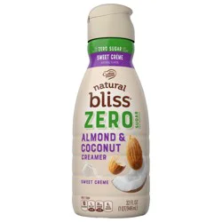 Natural Bliss Zero Sugar Sweet Creme Flavored Almond and Coconut Milk Plant Based Liquid Coffee Creamer