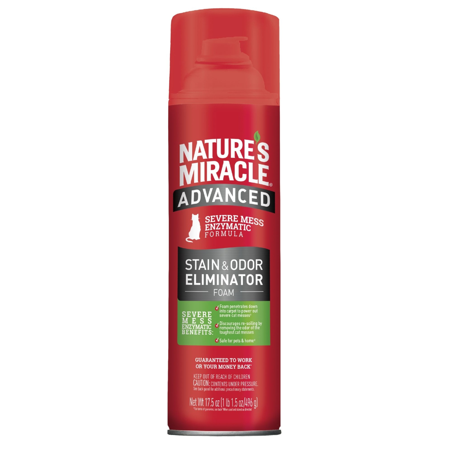 slide 1 of 1, Nature's Miracle Just for Cats Advanced Stain & Odor Remover Foam, 17.5 fl oz