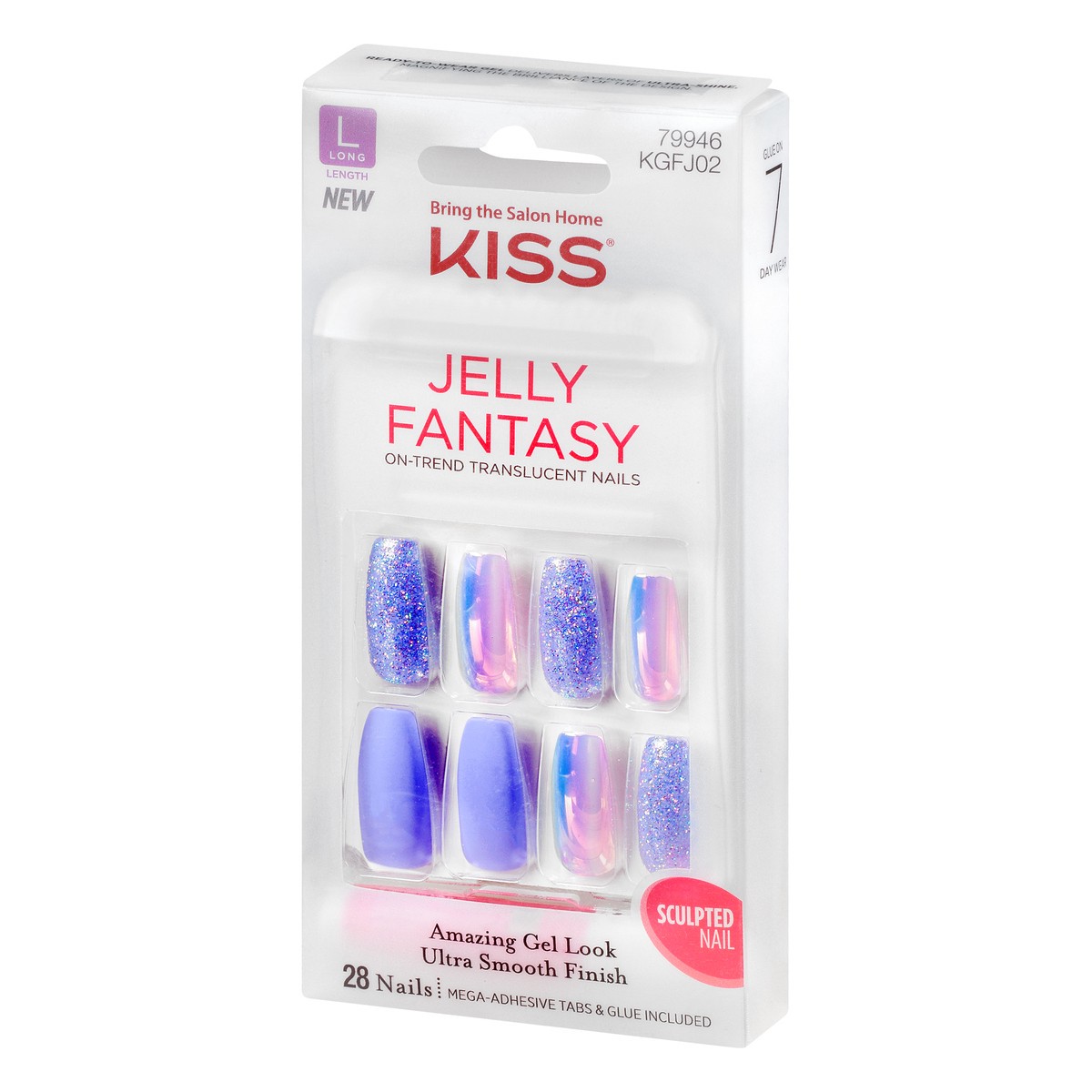 slide 8 of 9, KISS Gel Fantasy Jelly Press-On Nails, Jelly Baby, Pink, Long Coffin, 31 Pieces, 28 ct