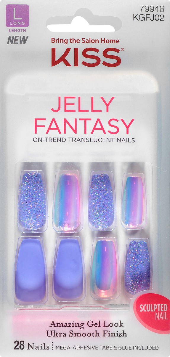 slide 7 of 9, KISS Gel Fantasy Jelly Press-On Nails, Jelly Baby, Pink, Long Coffin, 31 Pieces, 28 ct