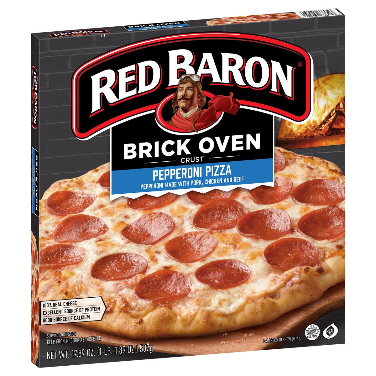 slide 6 of 9, Red Baron Brick Oven Pepperoni Frozen Pizza - 17.89oz, 17.89 oz