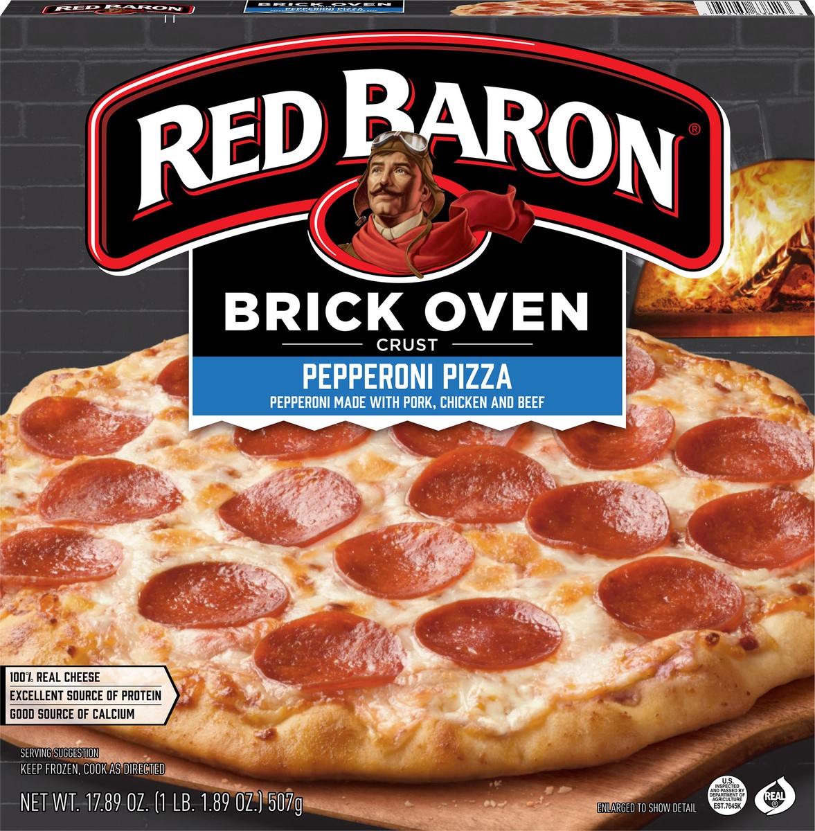 slide 4 of 9, Red Baron Brick Oven Pepperoni Frozen Pizza - 17.89oz, 17.89 oz