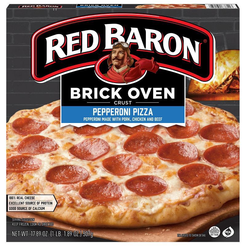 slide 1 of 9, Red Baron Brick Oven Pepperoni Frozen Pizza - 17.89oz, 17.89 oz