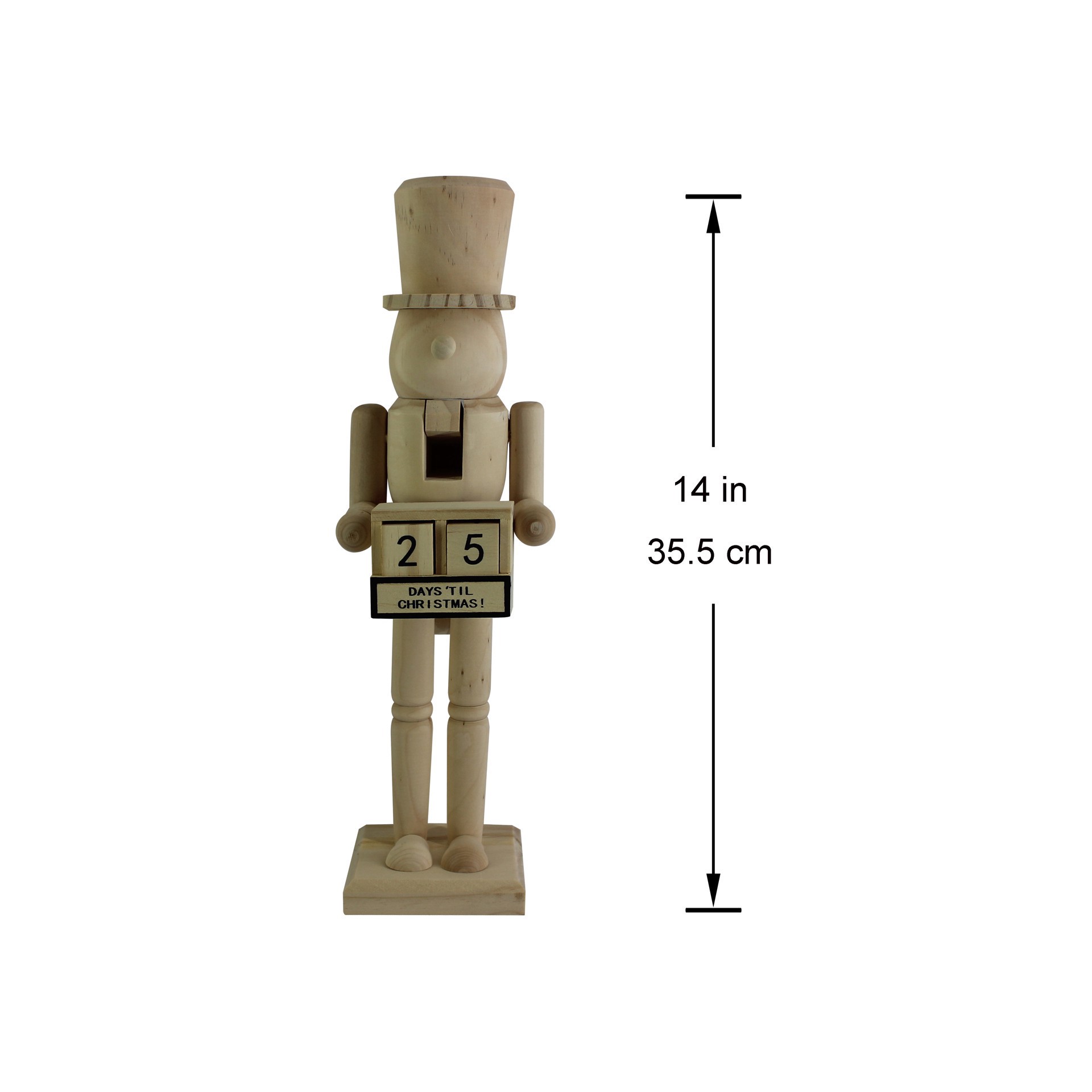 slide 5 of 5, 14" Soldier With Countdown Diy Pinewood Nutcracker By Make Market, 14 in