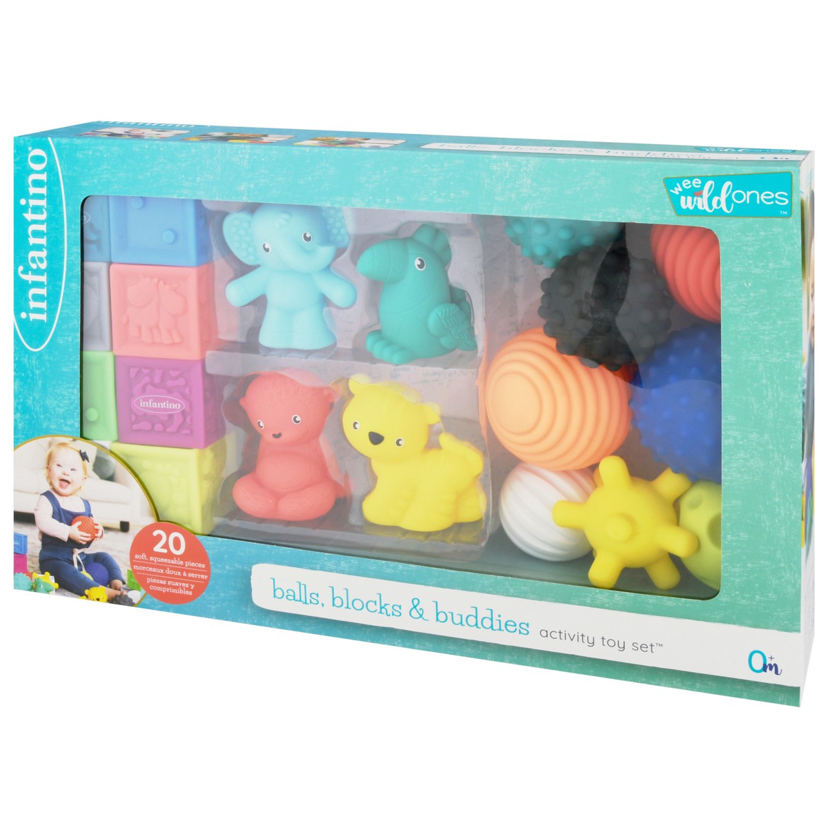 slide 3 of 9, Infantino Wee Wild Ones 0+ Months Balls, Blocks & Buddies Activity Toy Set 1 ea, 1 ct