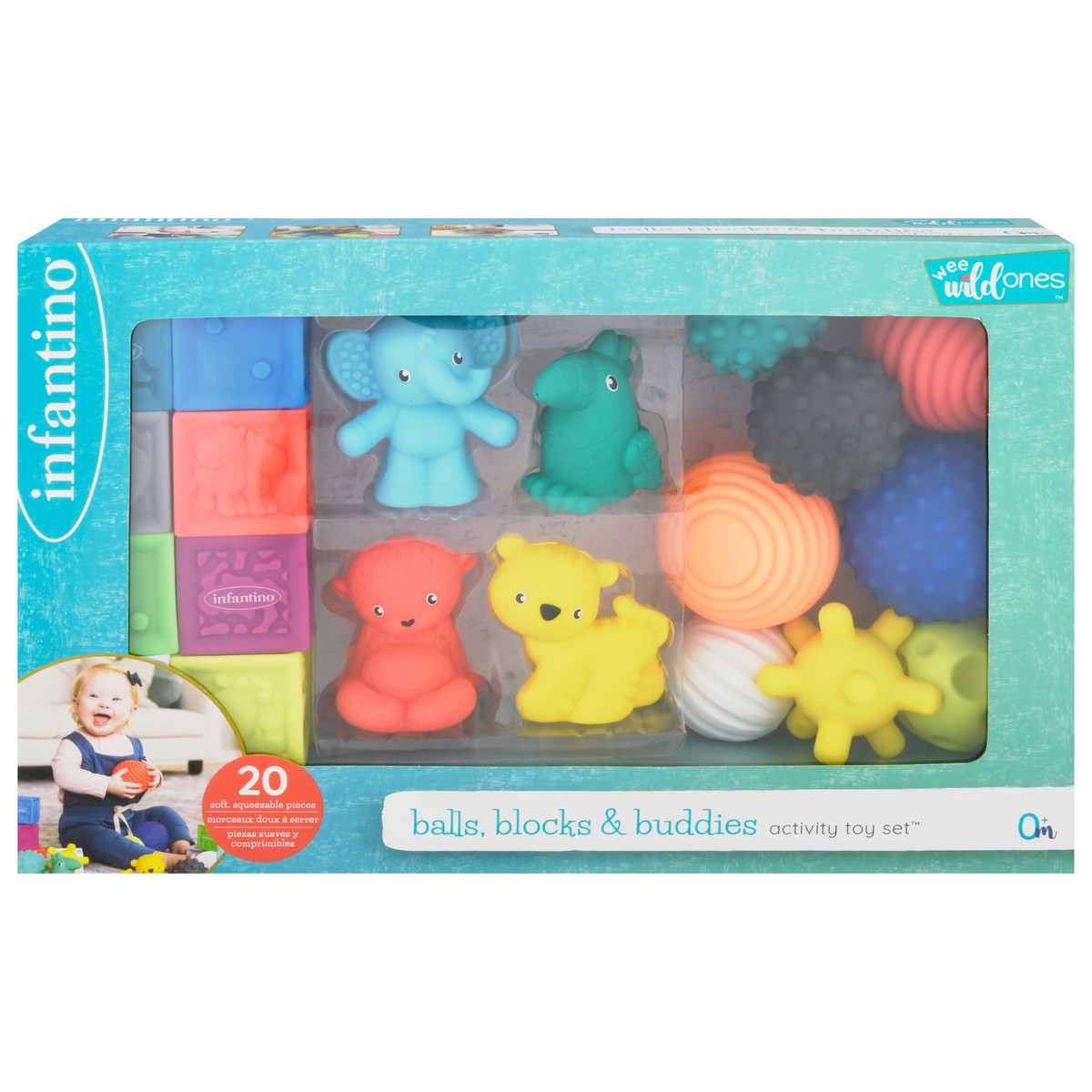 slide 1 of 9, Infantino Wee Wild Ones 0+ Months Balls, Blocks & Buddies Activity Toy Set 1 ea, 1 ct