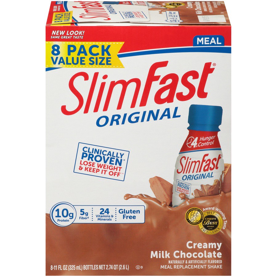 slide 1 of 9, SlimFast Original Ready to Drink, Creamy Milk Chocolate, 8 Count, 8 ct