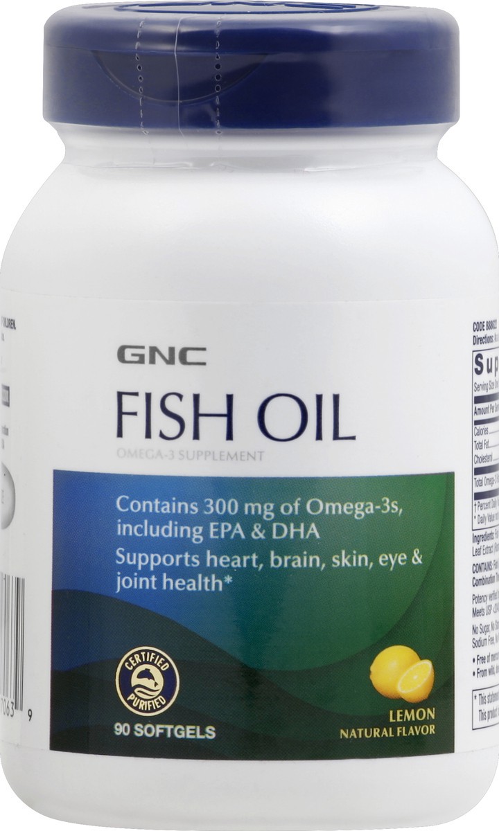 slide 1 of 6, GNC Fish Oil 90 ea, 90 ct